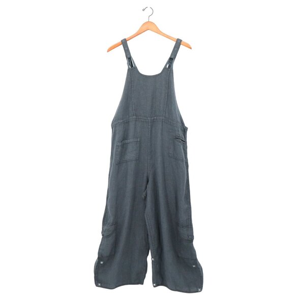 Cynthia Ashby Pants - New Cynthia Ashby Linen Blue Wide Leg Overalls Small